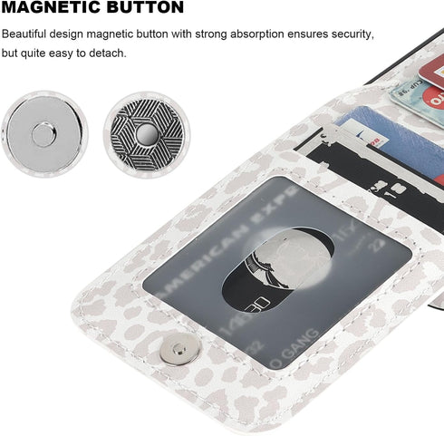 Vaburs Wallet Case for iPhone 13 and iPhone 14 with Credit Card Holder, White Leopard Cheetah Pattern Flip Premium PU