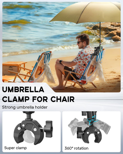 Maectech Double Super Clamp Mount Umbrella Clamp Motorcycle Camera Pole Mount Desk Holder Accessories