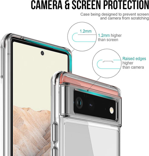 Military-Grade Case for Google Pixel 6 with Tempered Glass Screen Protector, Anti-Scratch & Reinforced Bumpers -
