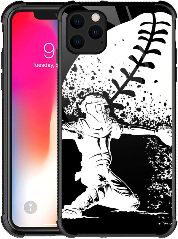 CARLOCA iPhone 12 Mini Case, Baseball Catcher at Home Pattern Design, Shockproof Anti-Scratch for Boys