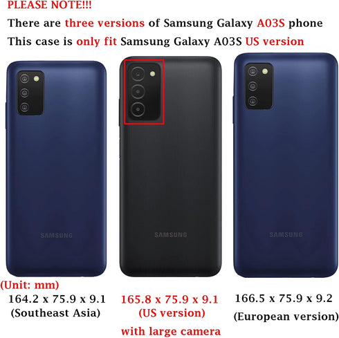 Samsung A03S Case, Galaxy A03S with HD Screen Protector, Fashion Shock-Absorption Flexible TPU Bumper Protective Case