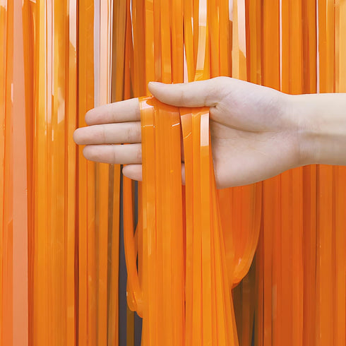 Orange Tinsel Curtain Party Backdrop - GREATRIL Foil Fringe Streamers for Fall/Thanksgiving/Birthdays Decorations