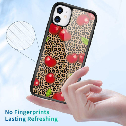 Leopard & Cherry Phone Case for iPhone 11, Shockproof TPU Bumper Hard Back Cover with Pretty Design