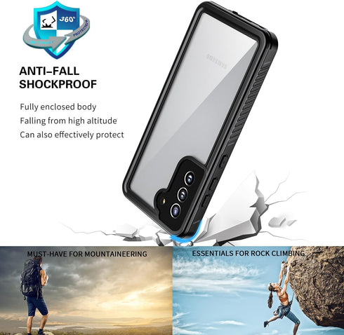 Waterproof Case for Galaxy S21 Fe 5G, Shockproof Dirtproof Snowproof Rugged Clear Cover for Snorkeling (Black)