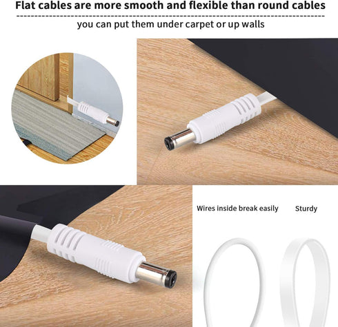 Uogw 2 Pack 20ft/6m DC Power Extension Cable, 2.1mm x 5.5mm Compatible with 12V DC Adapter Cord