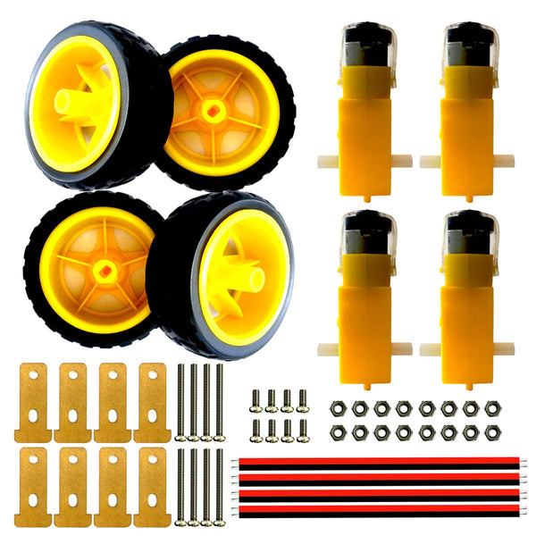 DC 3V-12V TT Dual Shaft Gear Motor 1:48 with Tire Wheel Kit