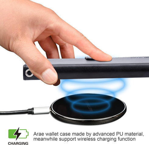 Arae Case for Samsung Galaxy S22 Ultra 5G, PU Leather Wallet Cover with Stand Feature and 4-Slots for Cards