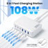 USB C Charger 108W, Upgraded GaN III 6-Port Fast USB Charging Station Hub, 3xQC+3xPD3.0 Phone Charger Adapter for