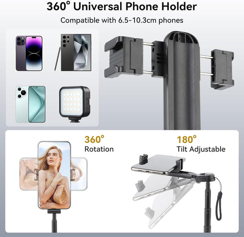 UTEBIT 40" Selfie Stick with Wireless Remote, Portable Phone Tripod Stand for iPhone & Android, Extendable Selfie Stick