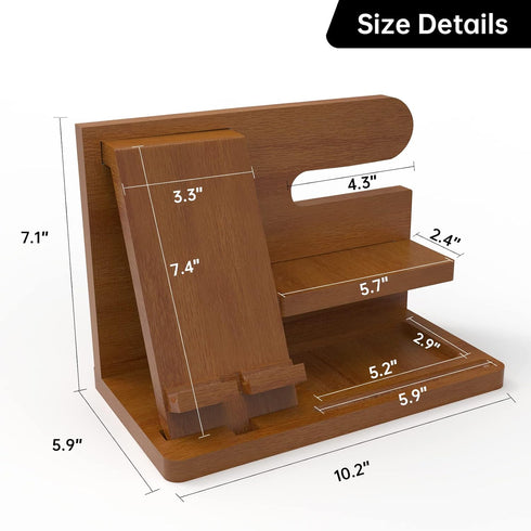 Birthday Gifts for Men, Wood Desk Organizer for Dad, Husband, Phone Docking Station, Nightstand Cool Gifts for Men