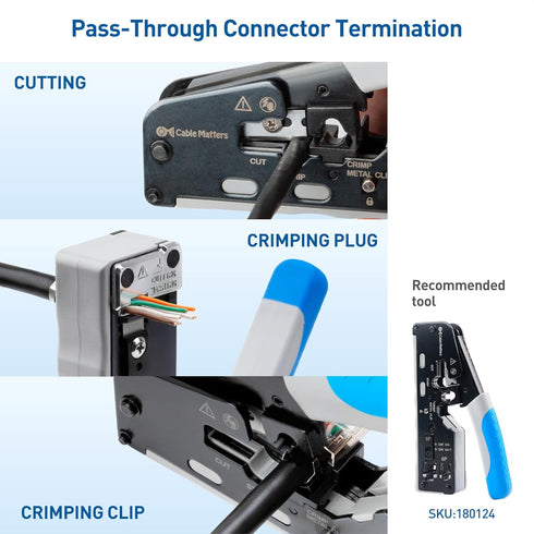 Cable Matters 20-Pack Cat8 RJ45 Pass Through Connector - 23-24AWG Shielded with Load Bar & Strain Relief