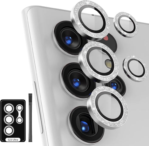 for S23 Ultra Camera Lens Protector, Aluminium Alloy Ring 9H Tempered Glass Anti Scratch Cover for Samsung Galaxy