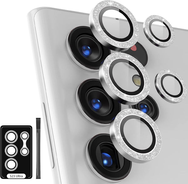 for S23 Ultra Camera Lens Protector, Aluminium Alloy Ring 9H Tempered Glass Anti Scratch Cover for Samsung Galaxy