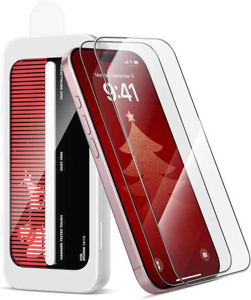 SURITCH 2-Pack for iPhone 16/ iPhone 15 Tempered Glass Screen Protector, 9H+