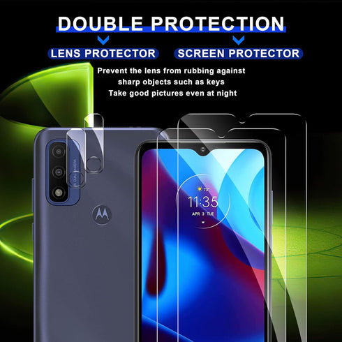 2+2 Pack Tempered Glass Screen Protector & Camera Lens Protector for Motorola Moto G Pure 2021 - HD Clarity