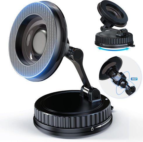 Vacuum Magnetic Phone Holder for Car, 360 Adjustable Suction Mount with N52