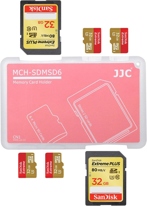 JJC JJC-SDMSD6RD Memory Card Case for 4X Micro SD + 2X SD Cards in Red