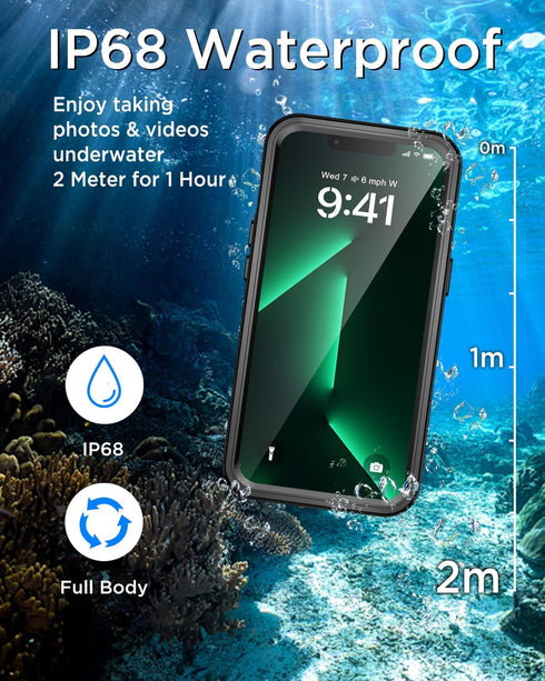 Beeasy iPhone 13 Pro Waterproof Case (6.1"), Compatible with MagSafe, 360 Degree Outdoor Protective Case with Screen