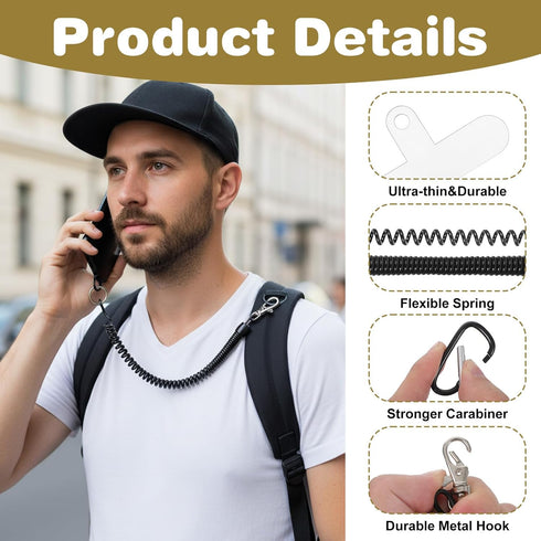 DOPENSPI 2 2 (4 Patches+2 Pcs Phone Lanyard Tether,Anti Theft Phone Strap Cell Phones with pcs Spring Lanyard Universal