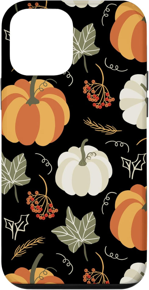 iPhone 12 mini Case with Autumn Falling Leaves and Pumpkin Spice Harvest Design