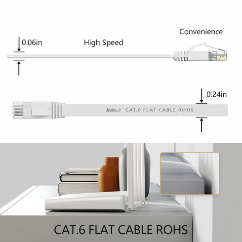 6 50 10Gbps Cat8 Cat7 RJ45 Jadaol Cat Ethernet Cable ft, Support Network, Flat LAN Patch Cable, High-Speed Wired