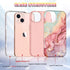 CASEFIV iPhone 13 Case, Rose Gold Marble Pattern, 3-in-1 Heavy Duty Shockproof Full Body Rugged Cover for 6.1" 2021.