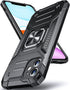 Anqrp Designed for iPhone 11 Case, Military Grade Protective Cover with Enhanced Metal Ring Kickstand - Black