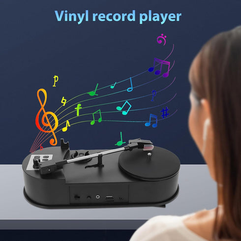 BRIGHTFUFU Mp3 Vinyl Record Player Turntable with Built-in Phonograph Speaker, Desktop Retro Music Player with USB