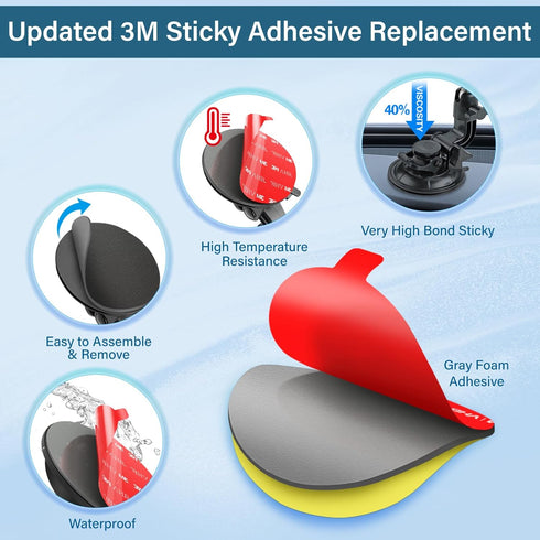volport 4pcs Sticky Adhesive Replacement for Dashboard Suction Cup Mount, 80mm (3.15") 3M VHB Circle Double-Sided