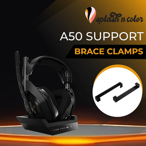 Upgrade your Astro A50 Gen. 4 with SplashNColor A50 Support Brace Clamps for a secure, comfortable fit - 2 Pack Black.
