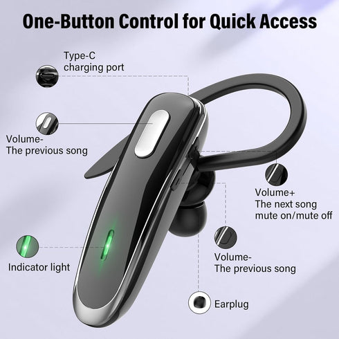 OTOZABU Headset V5.4, 10Hrs 180 Bluetooth Wireless Bluetooth Earpiece with Built-in Dual ENC Mic Talk Time Days Standby