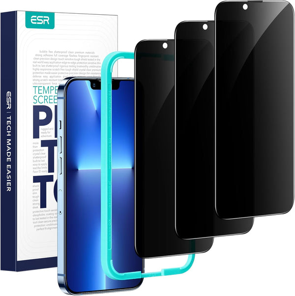 ESR 3 Pack Privacy Screen Protector for iPhone 14/13/13 Pro, Anti-spy Tempered-Glass, Micro-curved Edges, Case Friendly