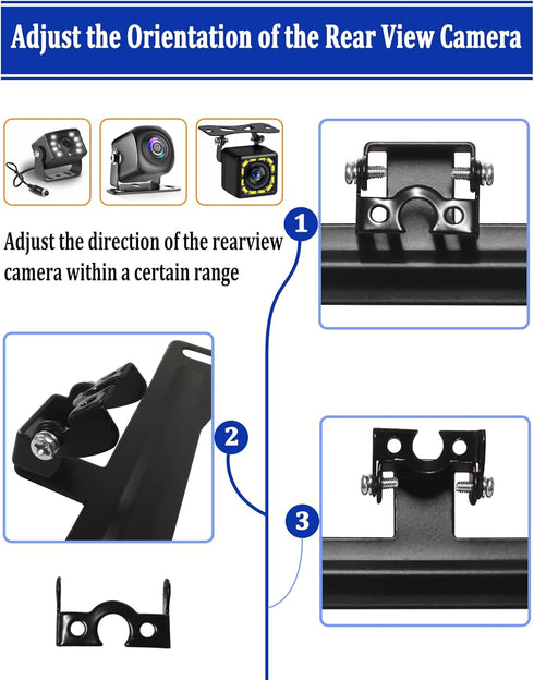Aootf Universal Car Rear View Camera Kit, Black License Plate Frame and Backup Camera Holder for Dash Cam
