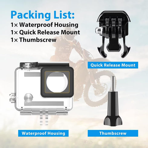 HONGDAK Waterproof Housing Case for GoPro Hero 4/3/3+, 60M Underwater Protective Dive Housing Shell with Accessories