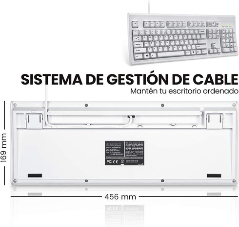 Perixx PERIBOARD-106 USB Keyboard – Full-Size with Numeric Keys, High Performance, Black, QWERTY Spanish