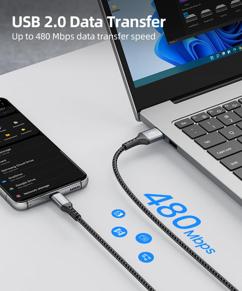 USB C Cable Short 1FT 3Pack, 12 inch 3A USB to USB C Fast Charger Braided Cord for Galaxy S10/S9/S8 Plus, Power Bank