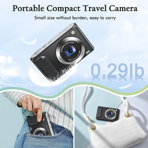 DSOEKEU 4K Lens,48MP 16X Digital Camera for Photography with Front and Rear Autofocus Vlogging Camera