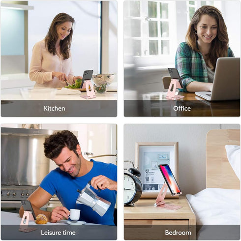 Urmust Cell Phone Stand for Desk Adjustable Foldable Holder for iPhone 15 14 13 12 11 Max Pro Xs Xr X 8 7 6, iPad Mini,