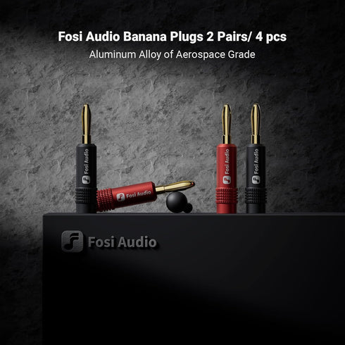 2 Pairs/4 Fosi Audio Banana Plugs for Speaker Wire, PCS Gold Plated Speaker Plugs for Home Audio Stereo