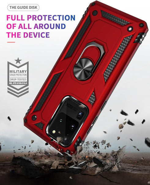 ADDIT Phone Case for Samsung S20 Ultra, Military Grade Heavy Duty Protection with Ring Holder Stand, Support Magnet Car