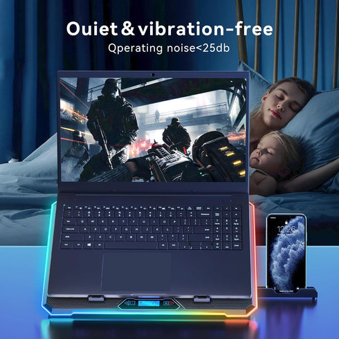 RGB Laptop Cooling Pad, Gaming Laptop Cooler with 13 Quiet Fans, 9 Height Stand, LED Lights