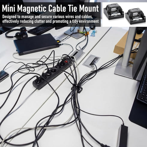 Ribbonlic 25 Sets Mini Magnetic Cable Tie Mount Magnetic Zip Tie Mount Base Multipurpose Wire Cable Holder Wire Clips