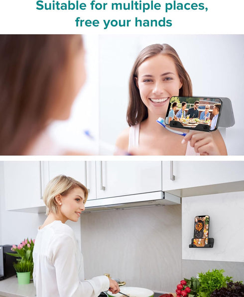HomeMount Wall Mount Phone Holder, Hands Free Adhesive Strip Phone Holder for Bedroom, Living Room, Kitchen, Compatible
