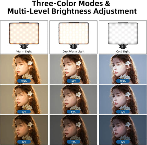 GMETAL 97+, 3 LED Portable Selfie Light Video Conference Lighting Quality Lithium Battery CRI Clip & Camera Tripod