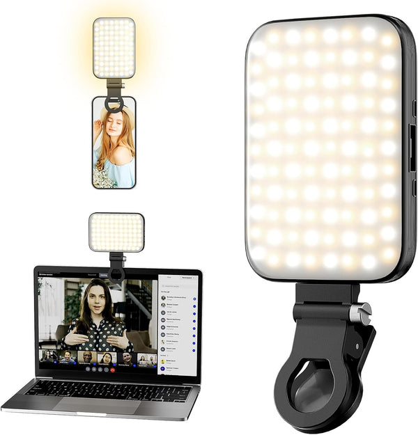 GLOUEN Selfie Light Rechargeable Phone Light Clip with Digital Display, 3 Light Modes