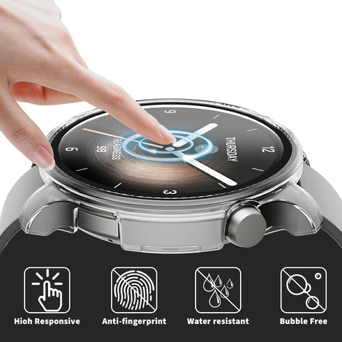 for Amazfit Balance Smartwatch Screen Protector Case, 2-Pack Hard PC Bumper Built-in Tempered Glass Film Face Cover Replacement Accessories for Amazfit Balance Smart Watch, Clear by Rc-Z
