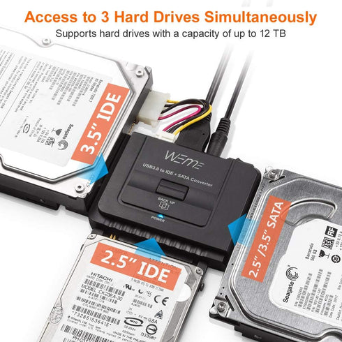 WEme USB 3.0 to SATA/IDE Adapter - Universal 2.5/3.5 Hard Drive Converter for HDD/SSD & IDE HDD Support
