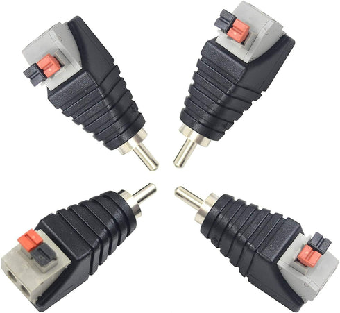 Poyiccot Speaker Wire to RCA Adapter Converter, 4 Pack for CCTV Video Audio Spring Press Type