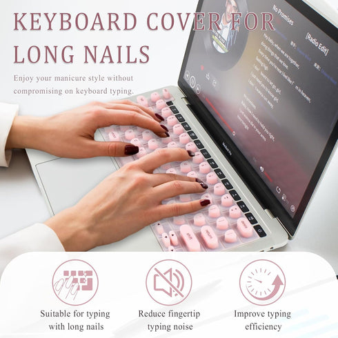 Luxe Louise 13"/14"/15"/16" 2020-2025 Keyboard Cover for Long Nails, Acrylic Gel Nails - Silicone Keyboard Protector