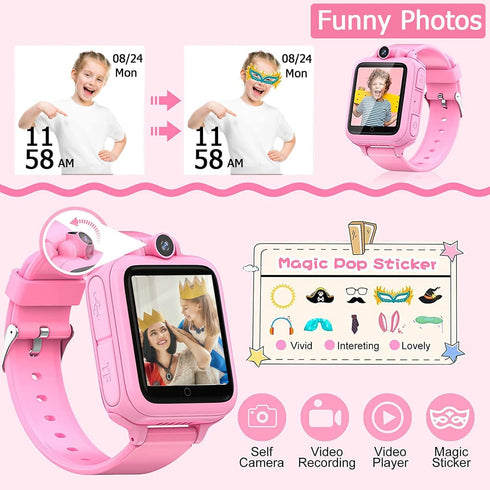 Kids Smart Watch for Girls Boys, 14 Puzzle Games, MP3 Music Video Player, Alarm Clock, Camera, Voice Video Recorder,